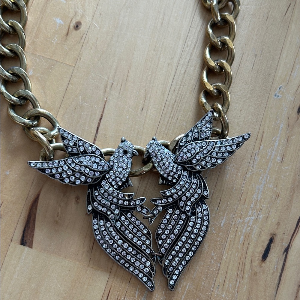Gold-Tone Crystal Bird Pendant Necklace - Women's Jewelry